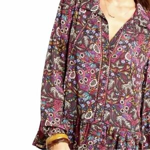Anthropologie Maeve Janie Flounced Floral Boho Peasant Blouse || Size 8